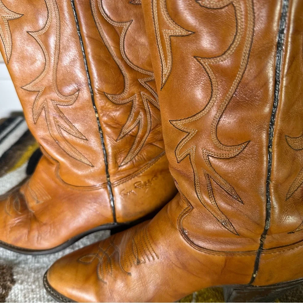 1980's Vintage Kenny Rogers Western Collection Brown Boots Size 6 D Style 70303 - Picture 7 of 11